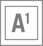 A gray-bordered square containing a large, bold letter "A" with a small superscript "1" to its upper right, resembling a Scrabble tile.