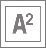 A gray capital letter "A" with a superscript number 2, enclosed within a double-line square border on a white background.