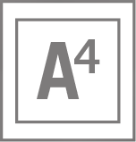 Gray icon showing a large "A" with a superscript "4" inside a square, representing A4 paper size.