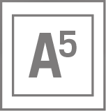A gray "A5" with the 5 in superscript is centered inside a bordered square, all on a light gray background.